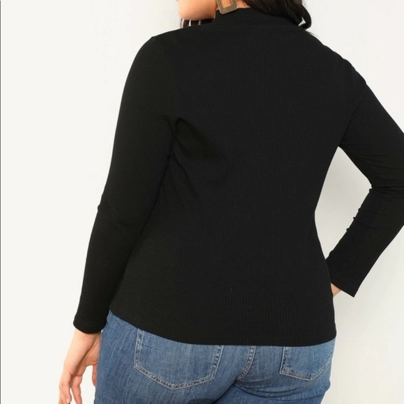 SHEIN Mock Neck Solid Tee - Picture 2 of 4